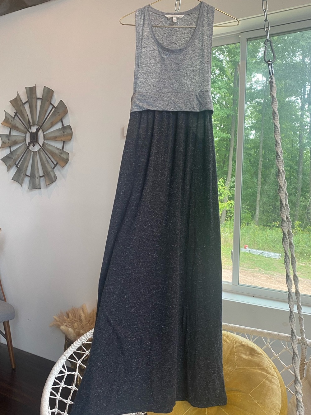 Victoria's Secret Gray Tank Top with Black Maxi Skirt